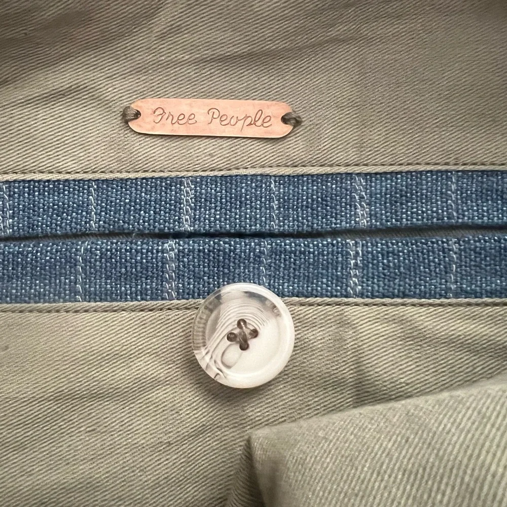 Free People Embroidered Blue Checkered Denim Women's Bag Spring Summer Festival - Picture 11 of 13